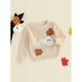 thumbnail image 3 of Musuos Toddler Boys Girls Halloween Sweaters Witch Pumpkin Letter Ghost Long Sleeve Round Neck Ribbed Knitted Pullover, 3 of 9