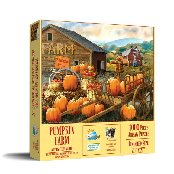 SUNSOUT INC - Pumpkin Farm - 1000 pc Jigsaw Puzzle by Artist: Tom Wood - Finished Size 20" x 27" Halloween - MPN# 23044