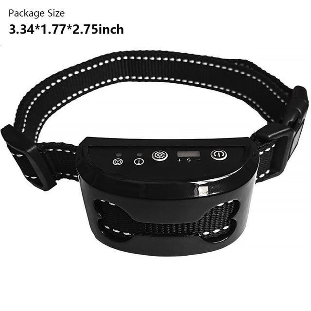 Becaristey USB Rechargeable Pets Shock Collar with LED Adjustable Anti-Barking Trainer Device Waterproof Necklace Accessories