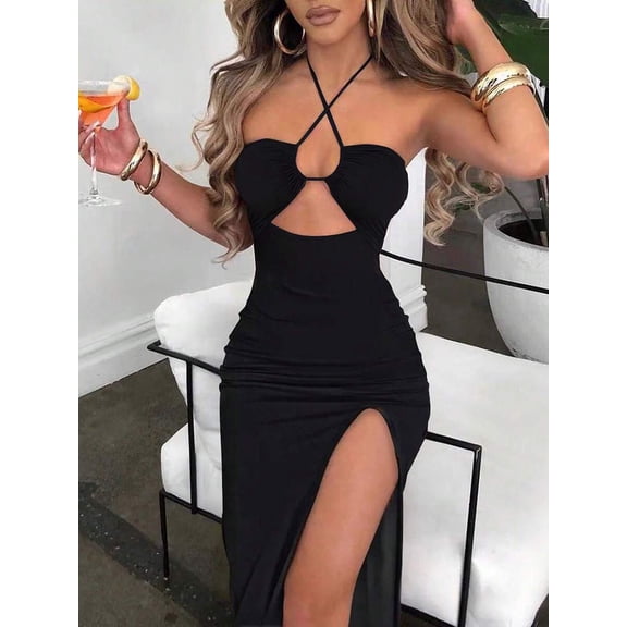Sexy Black Sleeveless Bodycon Backless Dress For Women Maxi Outfit