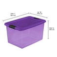 thumbnail image 3 of Sterilite 64 Quart Latching Plastic Storage Container, Purple & Orange (12 Pack), 3 of 10