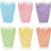 XD4-180Pcs Pastel Tulip Cupcake Liners Colorful Muffin Baking Cups Pink Blue Purple Yellow Orange Green Cupcake Wrappers for Spring Easter Holiday Party Supplies*04