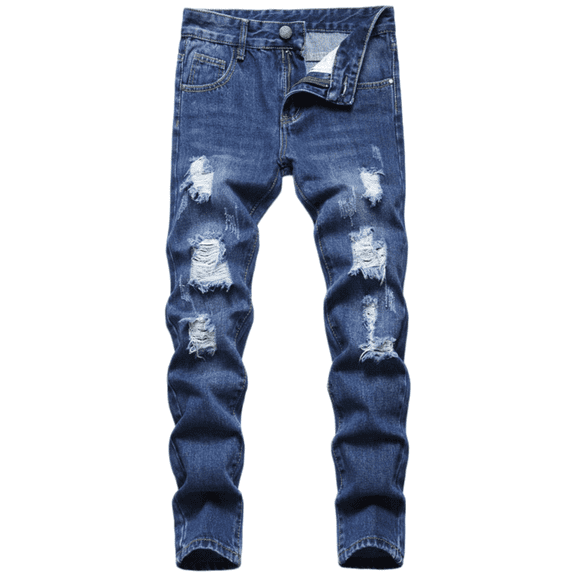 Boy's Skinny Fit Ripped Destroyed Distressed Fashion Denim Jeans Pants Blue 12