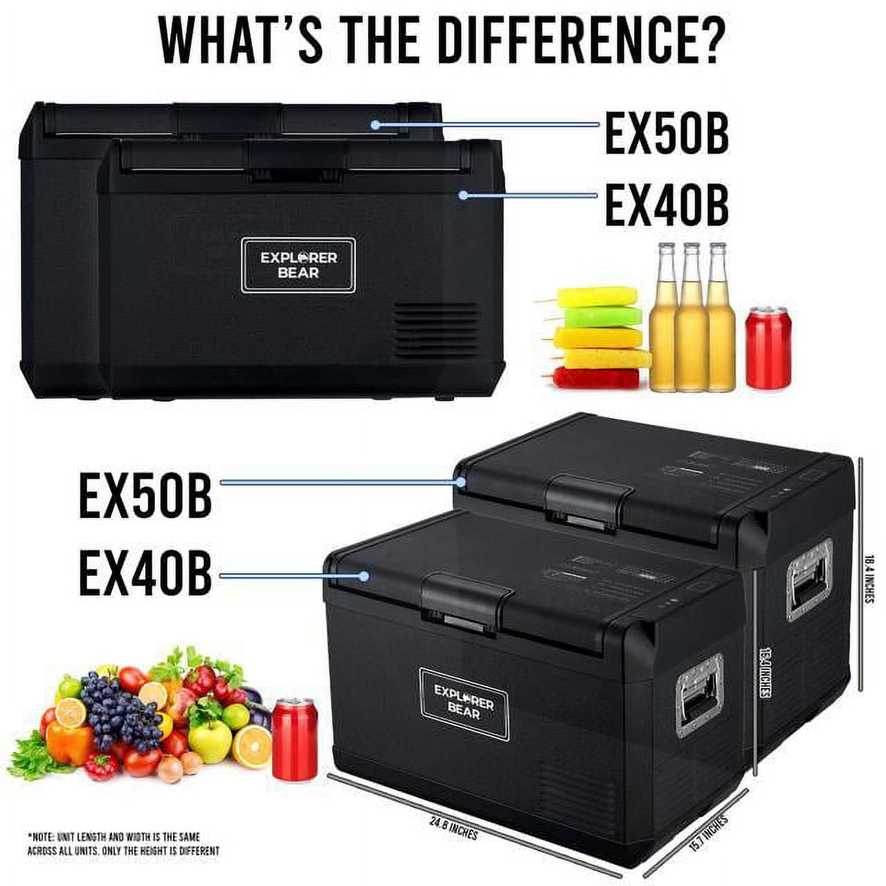 12V Car Fridge 50L 12/24V DC 110-240V AC Portable Freezer Compressor Cooler 0℉-50℉ 3-Year Warranty