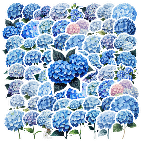 35pcs-50pcs Colorful Hydrangea Stationery Stickers Lovely Teacher Reward Stickers for Phone Laptop Guitar