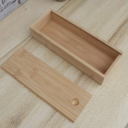 Wood Brush Box With Sliding Lid, Wooden Slide Top Pencil Box