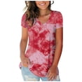thumbnail image 1 of Birdeem Womens Fashion Plus Size Gradient Color V-Neck Short Sleeve T-Shirt Tops Blouse, 1 of 7