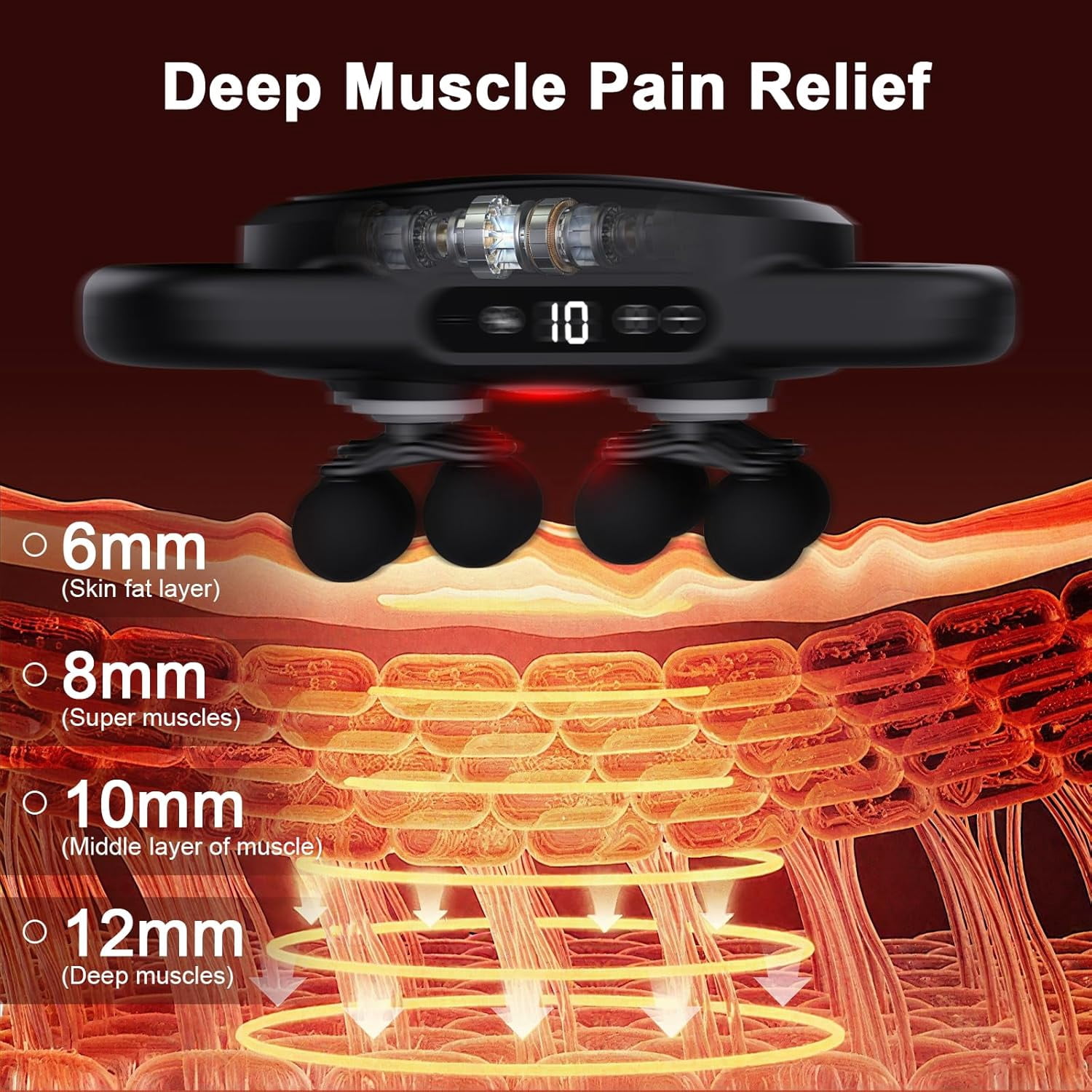 12 Head Massage Gun Deep Tissue with 9 Levels & 9 Modes Electric Percussion Massager for Full Body Muscle Pain Relief