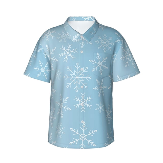 Balery Snowflake Snowing Camisas hawaianas de manga corta para hombre, camisas playeras de corte holgado, camisas de vacaciones con botones,Small