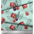 thumbnail image 2 of Soimoi Green Rayon Fabric Pomegranate & Fig Fruits Print Sewing Fabric Yard 42 Inch Wide, 2 of 5