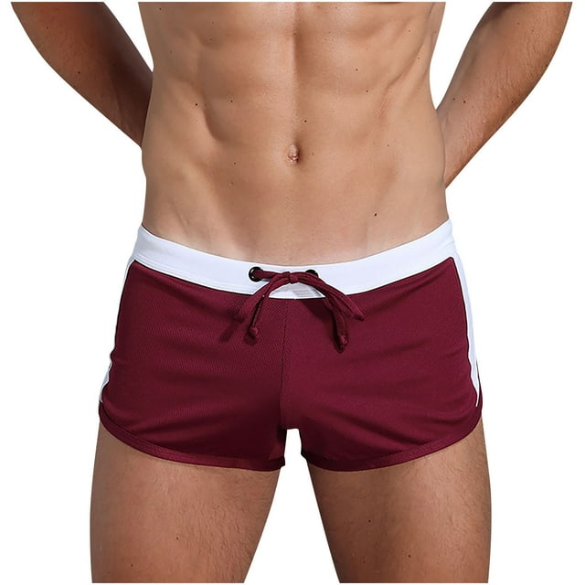 Mens Athletic Underwear Mens Mesh Shorts Men's Home Solid Color Lithe Drawstring Underwear Shorts