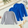 thumbnail image 2 of Ulanda 3 Pack Toddler Girls Cotton Long Sleeve T-Shirt Crewneck Solid Color Boys Kids Soft Basic Tees for 1-11 Years (Grey, 3-4 Years), 2 of 9