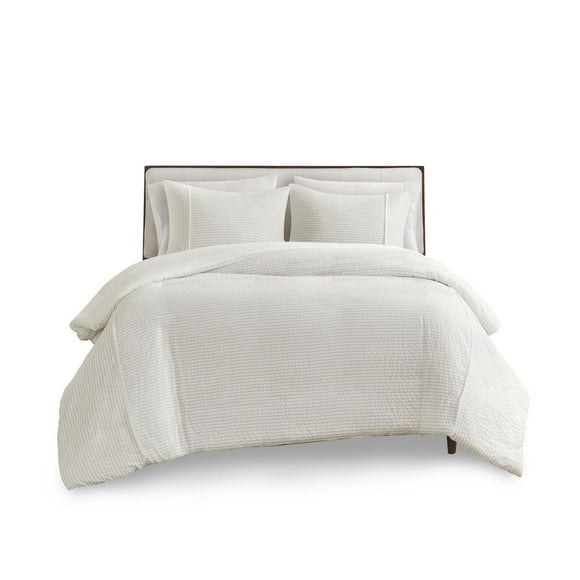 Apollo 3 Piece Striped Seersucker Oversized Duvet Cover Set