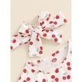 thumbnail image 6 of Suealasg Baby Girl 2Pcs Summer Outfits Short Sleeve Cherry Print Romper +Headband Set 3 6 9 12 18 Months Infant Newborn Girl Clothes, 6 of 7