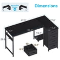 thumbnail image 2 of 48 inch Computer Desk with 4 Fabric Drawers — Home Office Desks with Storage, Writing Desk with Side Hook, Desk Study/Work Table for Bedroom and Small Space, Black, 2 of 8