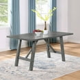 thumbnail image 5 of Rustic Gray Wood 7 piece Dining Set with Gray Linen Upholstered Chairs, 5 of 5