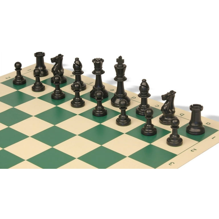 Standard Club Triple Weighted Plastic Chess Set Black & Camel