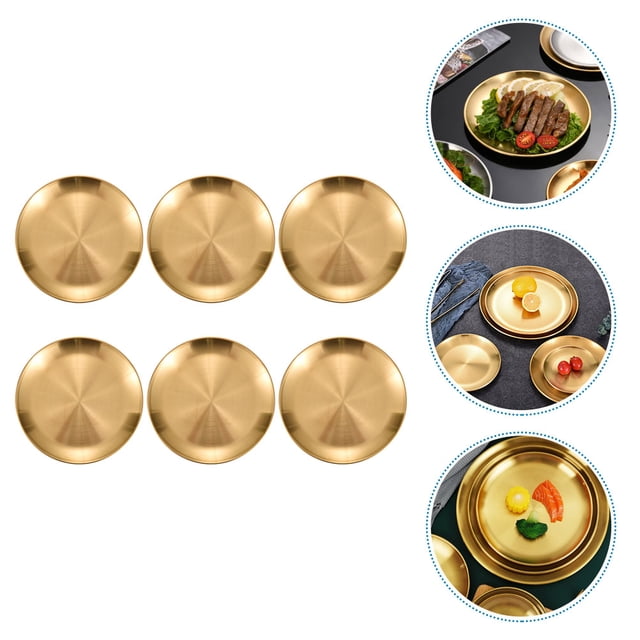unbranded 6Ud Platos Metálicos Dorados Estilo Vintage Con Acabado Inoxidable Fácil De Limpiar Y Apto Para Lavavajillas