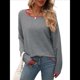 thumbnail image 1 of Suéteres de Otoño 2025 para Mujer, Informales, de Cuello Redondo, con Contraste, de Larga, de Punto, Tops Tipo Jersey Gris L, 1 of 7