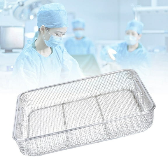 FETCOI Surgical Disinfecting Mesh Trays Medical Sterilizing Basket Stainless Steel