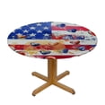thumbnail image 3 of Orinice American Flag Hearts Americo Makk Round Table Cover Stain Resistant Washable Indoor Outdoor Tablecloth Kitchen Dining Wedding Parties Elastic Edge 100% Polyester Fiber 38-42, 3 of 8