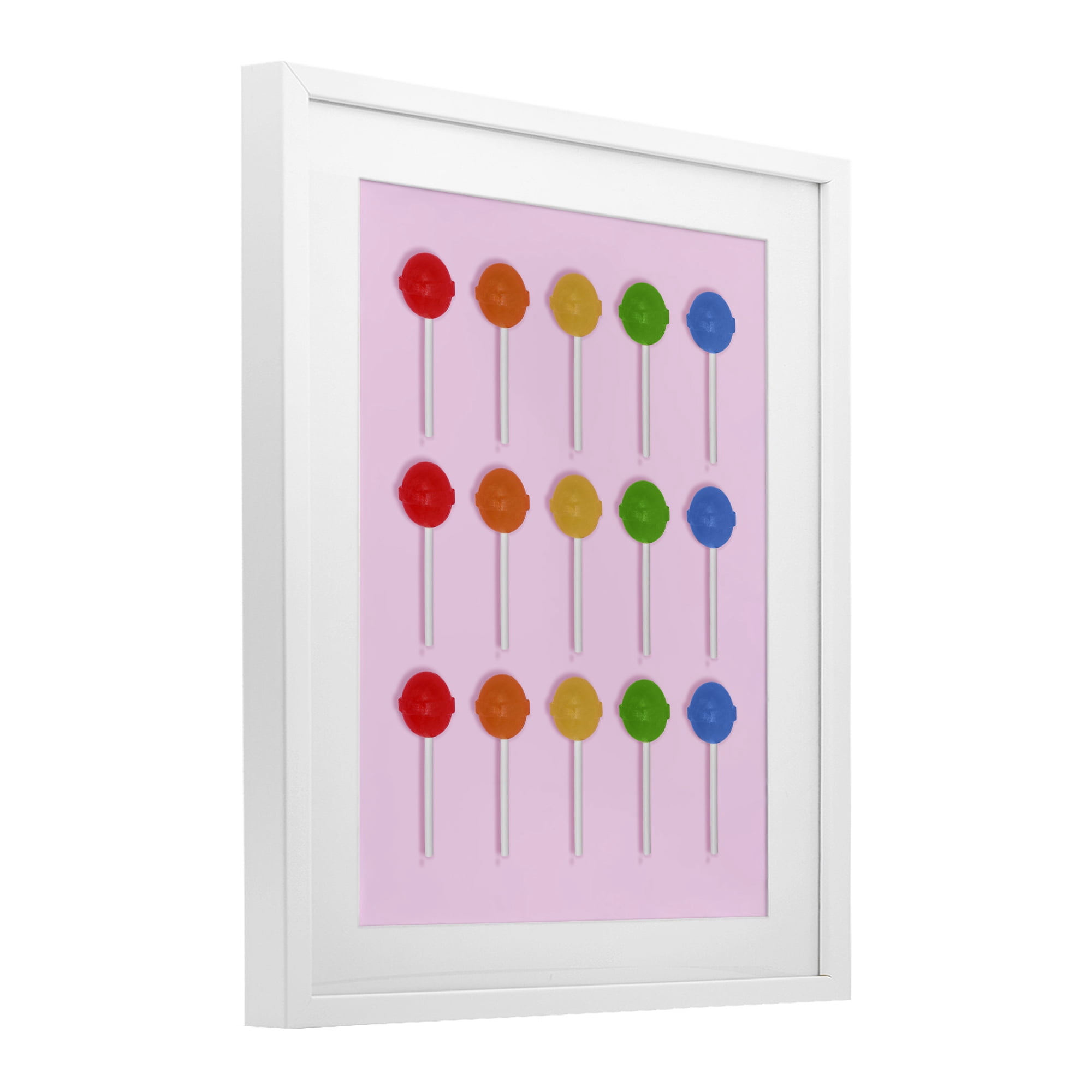Stupell Industries Candy Pops on Light Pink White Framed Print Under Glass, design by LISH Creative