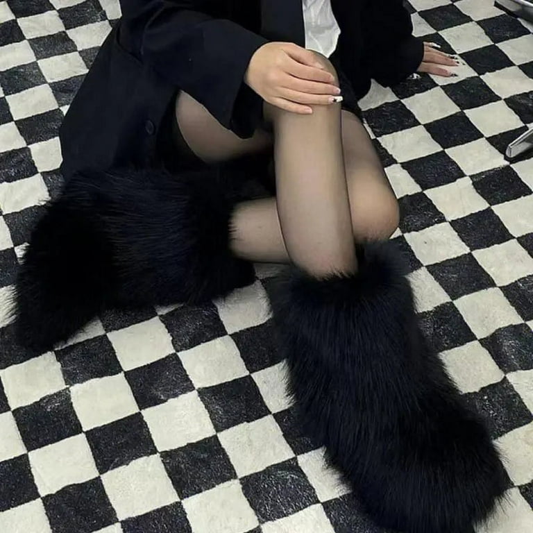 Black fox fur boots new arrivals