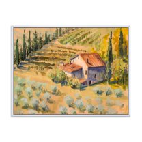 Designart 'Little Farmhouse In Countryside' Country Framed Canvas Wall Art Print