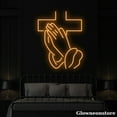 thumbnail image 3 of Glowneon Praying Hands Cross Neon Sign, Cross LED Sign, Praying Hand Neon Light, Custom Neon Sign, 3 of 5