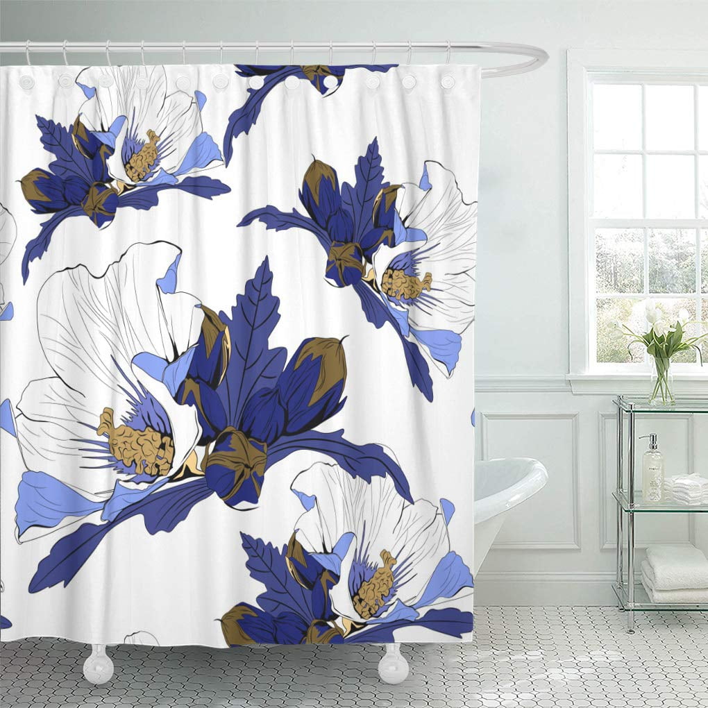 SUTTOM Abstract Graphical Blue Hibiscus Flowers Tropical Summer Spring