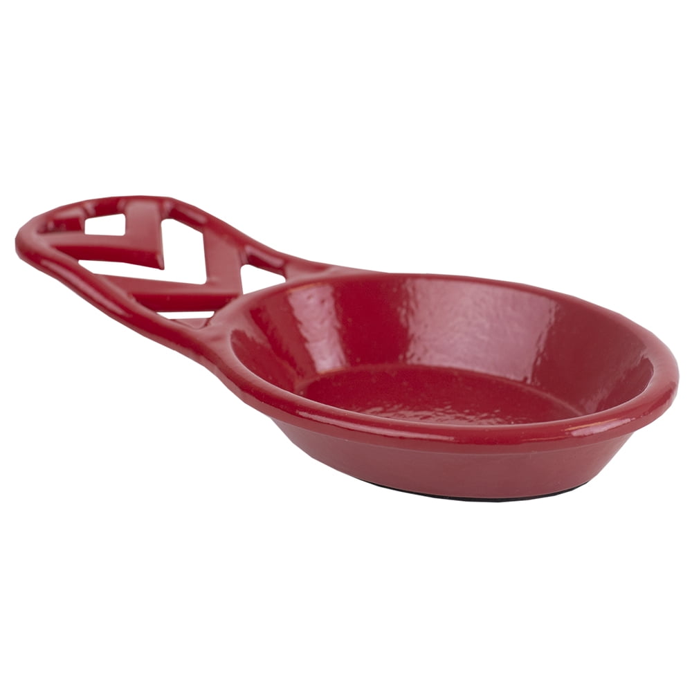 Home Basics Cast Iron Chevron Design Spoon Rest, Red, 7.5x3.5x1.3