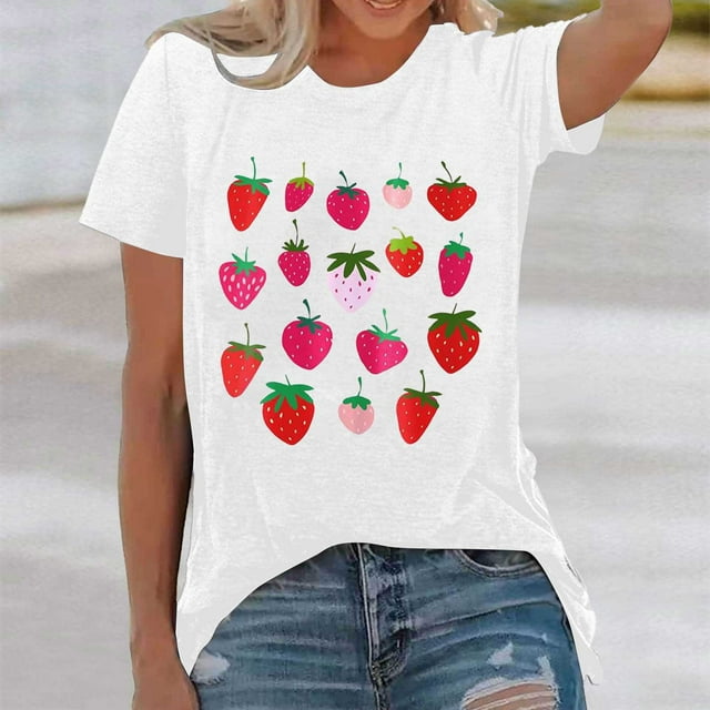 Women's Stylish Printed Crew Neck T-Shirt Casual Graphic Design for Daily Wear