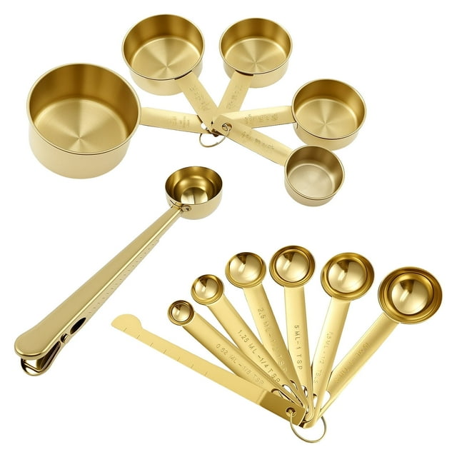 13Pcs Stainless Steel Measuring Cup Spoon Set Versatile Rust Resistant Nesting Measure Cup Spoon With Engraved Measurement for Dry and Liquid Ingredient