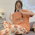 thumbnail image 1 of Conjunto de Pijama de manga corta para Mujer, ropa de dormir de punto a rayas, elegante, 5XL, primavera y verano, 1 of 4