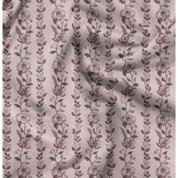Soimoi Pure Silk Pink Fabric By the Yard - 42 Inch Wide -Floral & Leaf Floral Pattern Fabric - Botanical and Elegant Designs for Various Uses Printed Fabric