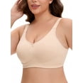 thumbnail image 4 of INSPIRE CHIC Women's Pocket Bra for Silicone Breast Forms Full Coverage Minimizers, Available in Plus Size D 40 Beige, 4 of 4