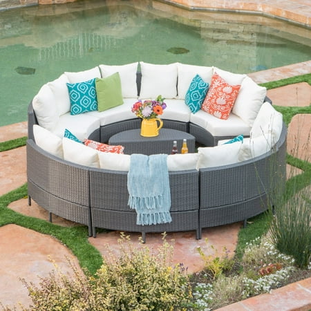 Bloomington 10 Piece Wicker Patio Sofa Set with Water Resistant Fabric