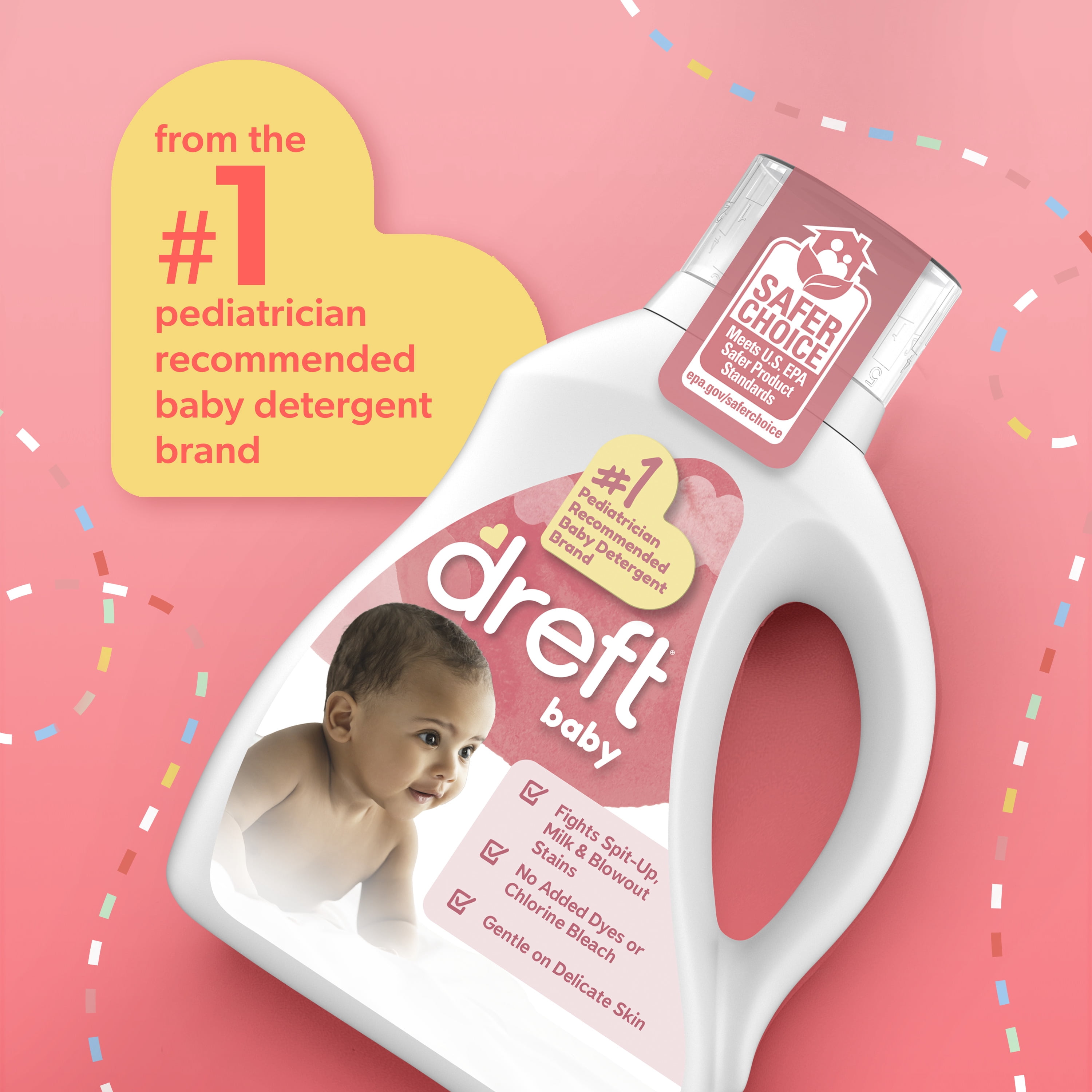 (2 pack) Dreft Liquid Laundry Detergent for Babies, Tackles 100% of Common Baby Stains, Unscented Laundry Detergent, 42 fl oz, 32 Loads