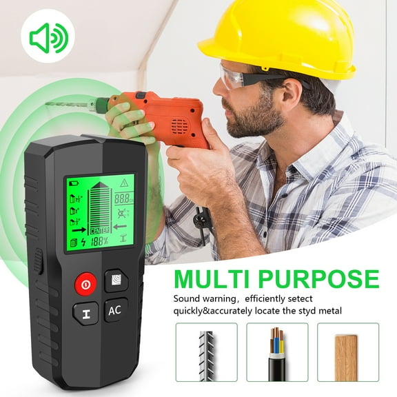 Stud Finder Wall Scanner - 5-in-1 Stud Detector for Wood, Metal, AC Wires & Magnetic Studs - LCD Display, Auto Calibration, Sound Warning for Home Renovation