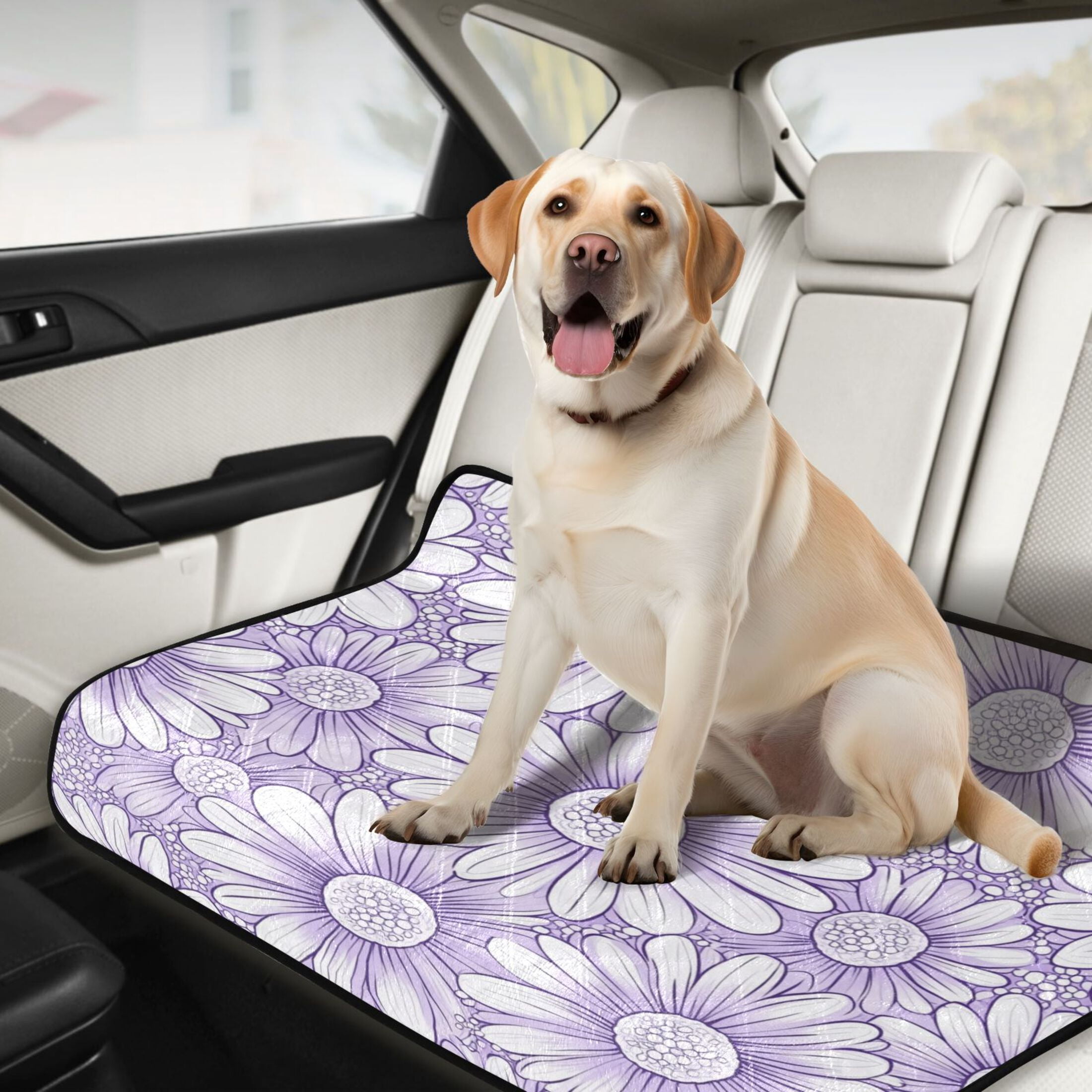 Qxltty A Pattern with Pale Purple Daisies Cat litter Pads Pet Set of 2 Diaper Mats Center Anti-leakage Layer Absorbent Soft and Comfortable
