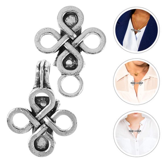 WRITWAA Vintage Style Sweater Clips Brooch Pins 4 Pairs Zinc Alloy Hollow Design Accessories for Cardigans Scarves