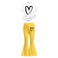 thumbnail image 4 of 2 Piece Outfits Sets Girls Short Sleeve Heart T-Shirt Top and Flared Pants Sets Summer Clothes Outfits for Girls 12-13 Years, 4 of 5