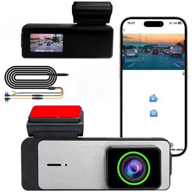 Grabadora de conducción de alta definición, cámara de salpicadero de coche, cámara de salpicadero delantera y trasera, mini grabadora de coche, monitoreo con visión nocturna por infrarrojos WiFi, cáma
