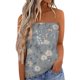 thumbnail image 1 of Gibobby Camiseta sin tirantes Bandeau para mujer, camiseta informal sin mangas para vacaciones de verano, camiseta holgada para vacaciones, blusa, camiseta sin mangas para mujer(Gris,XG), 1 of 5
