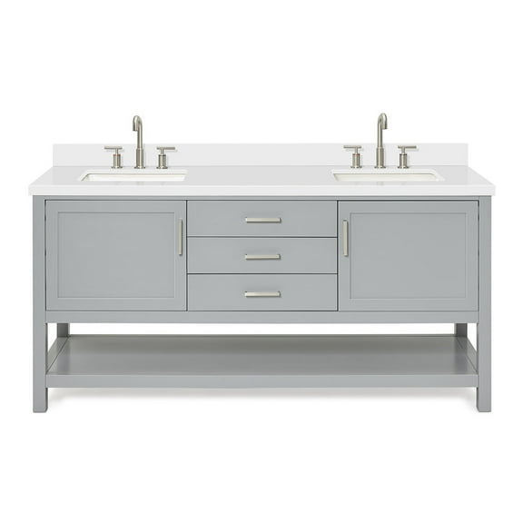 Ariel R073dwqrvo Bayhill 72" Free Standing Double Basin Vanity Set - Grey / Pure White Top