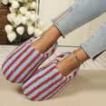thumbnail image 6 of Fnooota Womens Fuzzy Slippers, Winter Warm Non Slip Stripe House Slippers Home Shoes Blue Size 7.5-8.5, 6 of 6