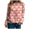 thumbnail image 4 of larppty Christmas Sweatshirts for Women Ugly Christmas Sweatshirts Santa Printed Long Sleeve Oversized Crew Neck Holiday Pullover Tops (Pink, XXL), 4 of 7