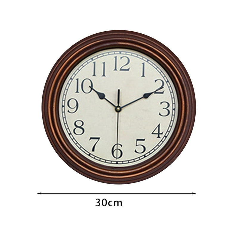 Retro Style Round Wall Clock Sweep Second Movement Silent Non