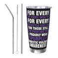 thumbnail image 1 of Vaso de acero inoxidable de 20 oz para café, taza térmica portátil con tapas para el mes de concientización sobre la violencia doméstica, 1 of 7