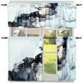 thumbnail image 1 of OUSITAID Marble Pattern Rod Pocket Kitchen Curtain Tier and Valance Set  3-Piece  Blue  54” x 36”, 1 of 7